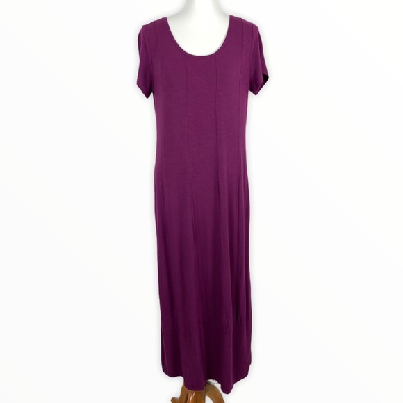 J. Jill Maxi Dress Small Purple Short Sleeve